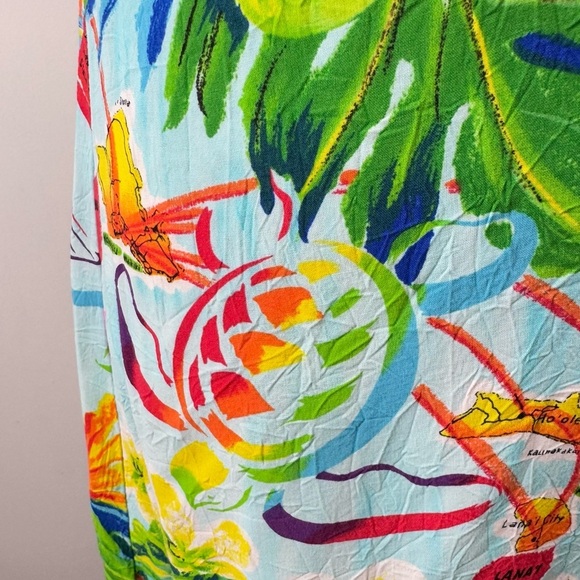 Vintage Jams World Size Small Island Life Tropical Map Hawaiian Short Dress - Picture 9 of 12